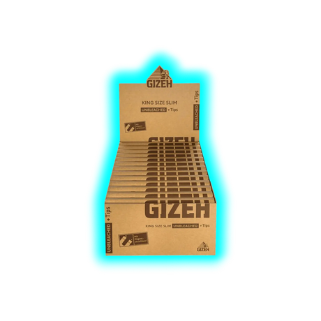 GIZEH Papers Unbleached King Size Slim Tips Display 26pcs