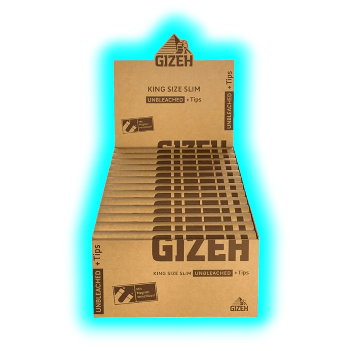 GIZEH Papers Unbleached King Size Slim Tips Display 26pcs