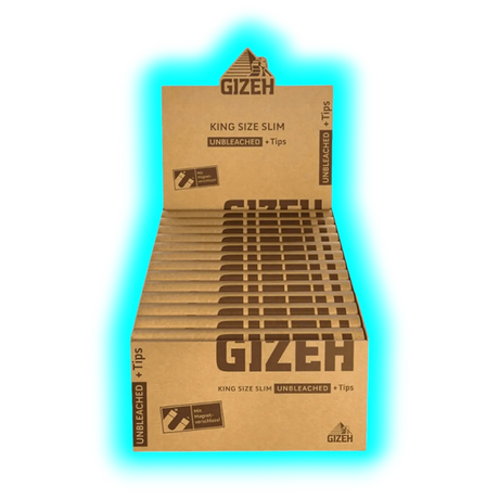 GIZEH Papers Unbleached King Size Slim Tips Display 26pcs