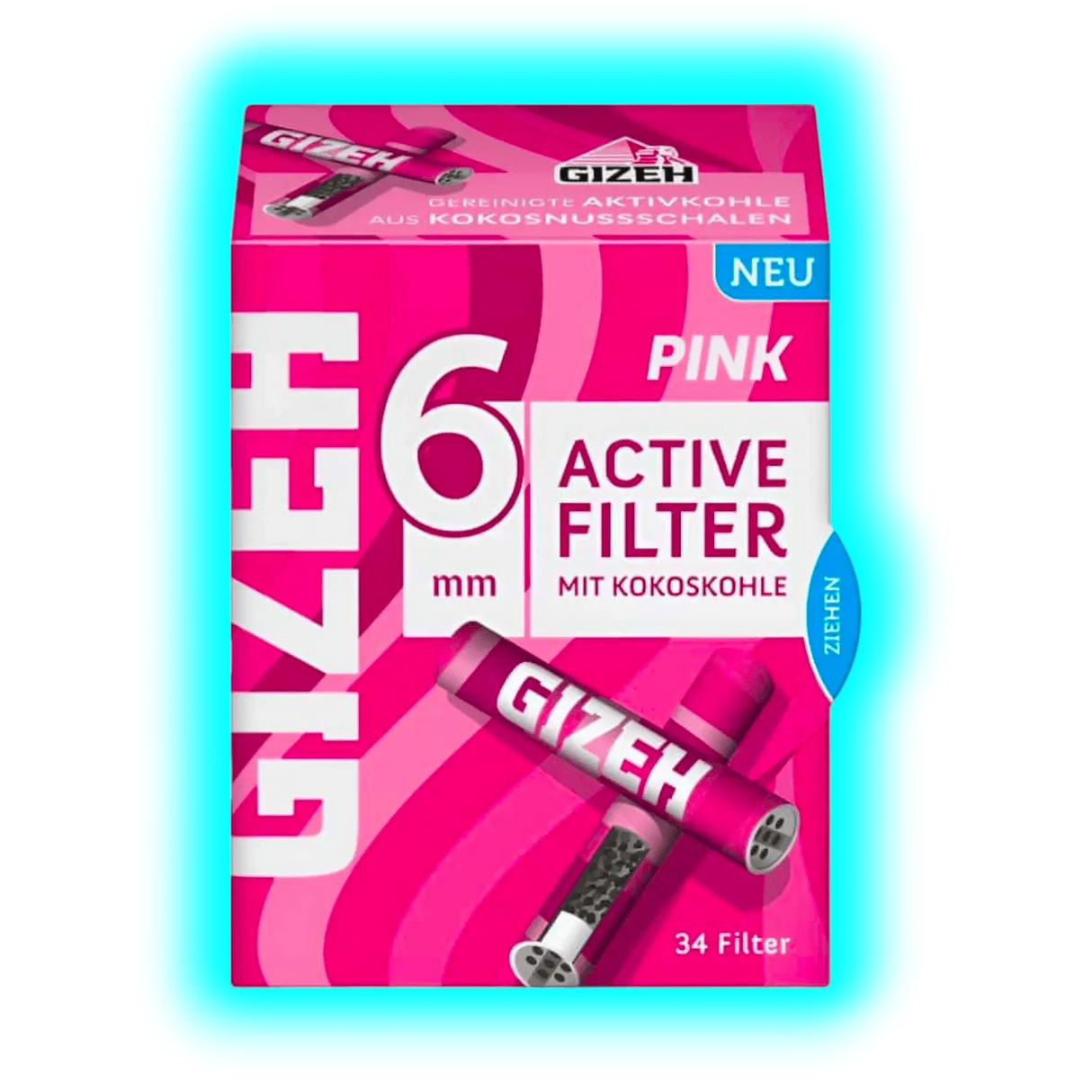 GIZEH Pink Active Filter 6mm 34pcs