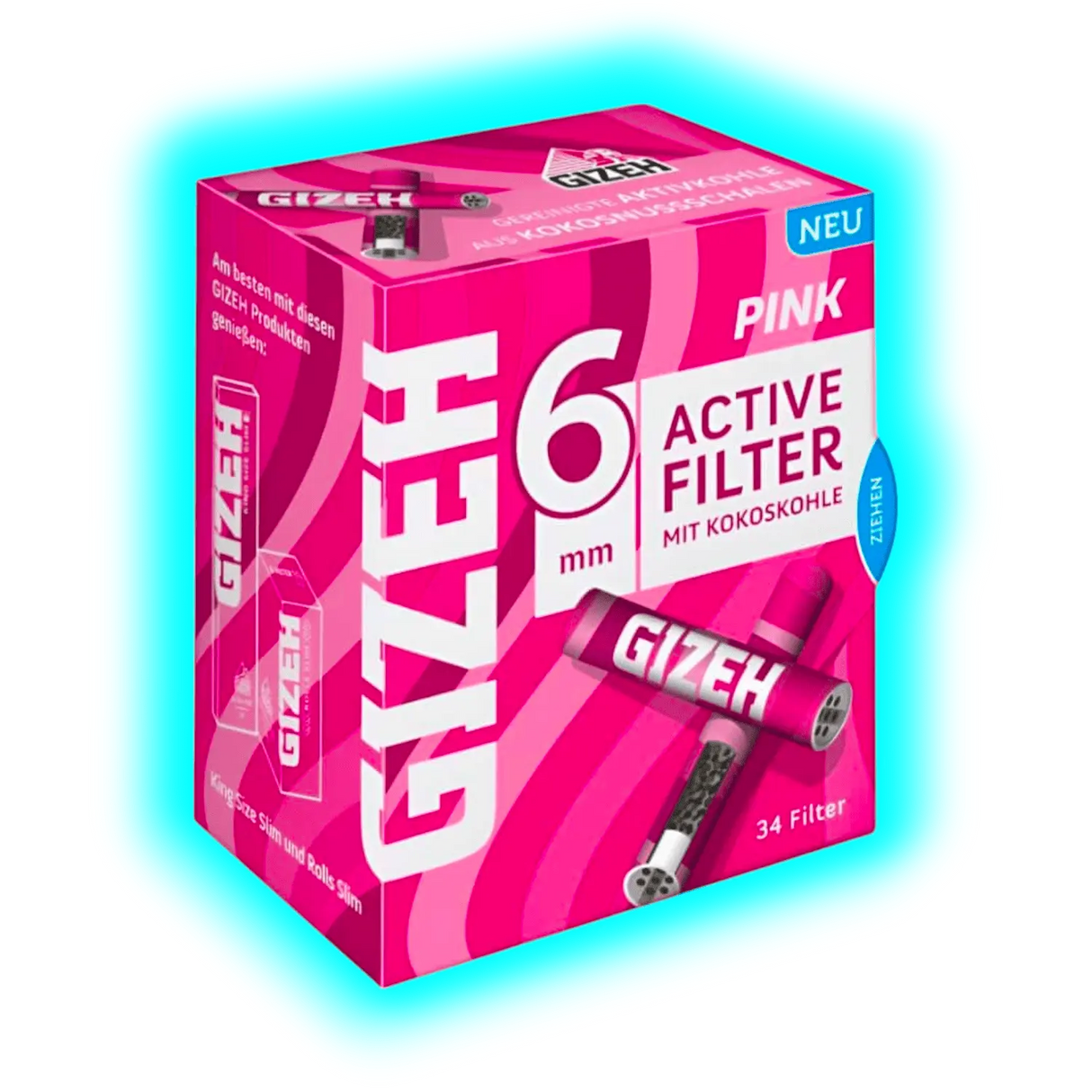 GIZEH Pink Active Filter 6mm 34pcs