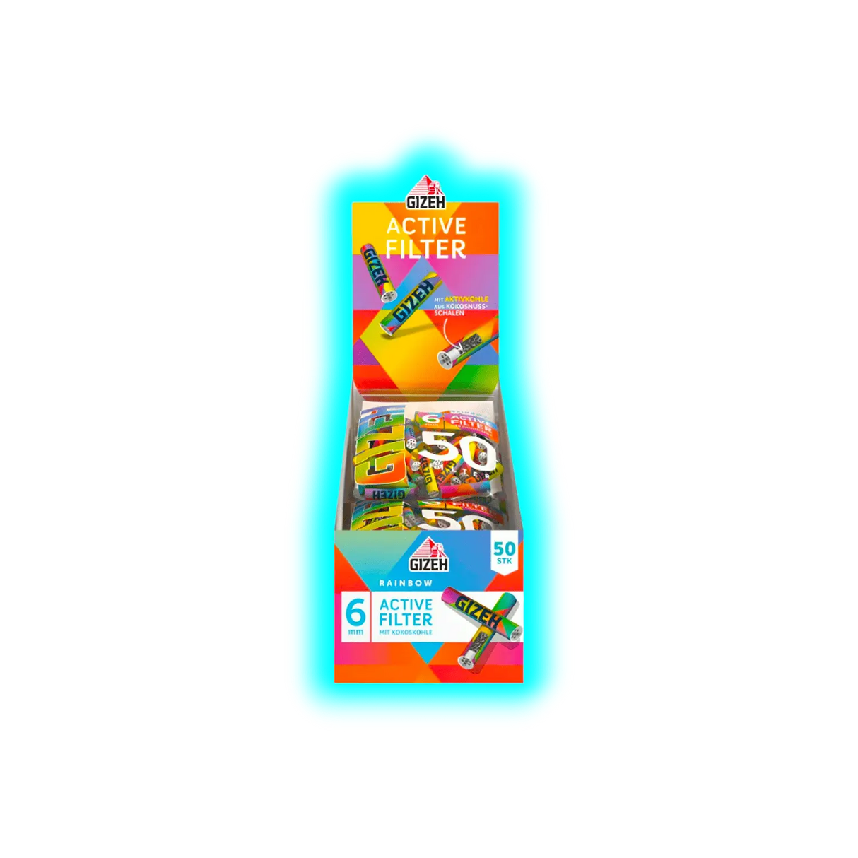 GIZEH Rainbow Active Filter 6mm Display 10 x 50pcs