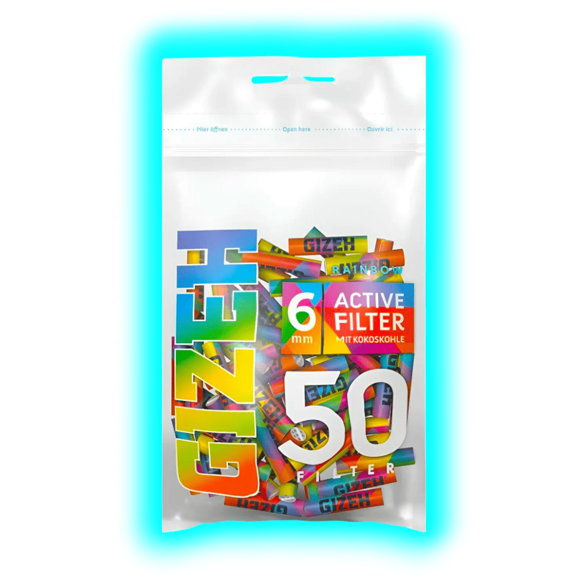 GIZEH Rainbow Active Filter 6mm Display 10 x 50pcs