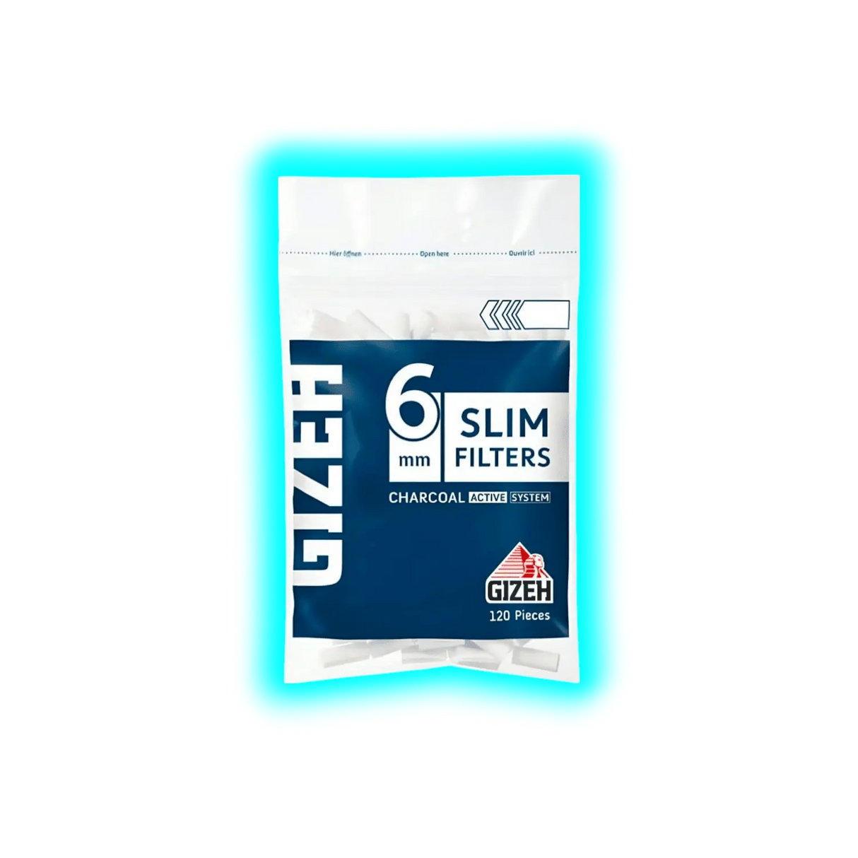 GIZEH Slim Charcoal Active System Filter Filter 6mm 120Stk