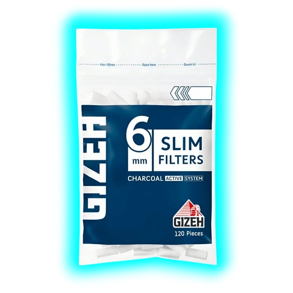 GIZEH Slim Charcoal Active System Filter Filter 6mm 120Stk