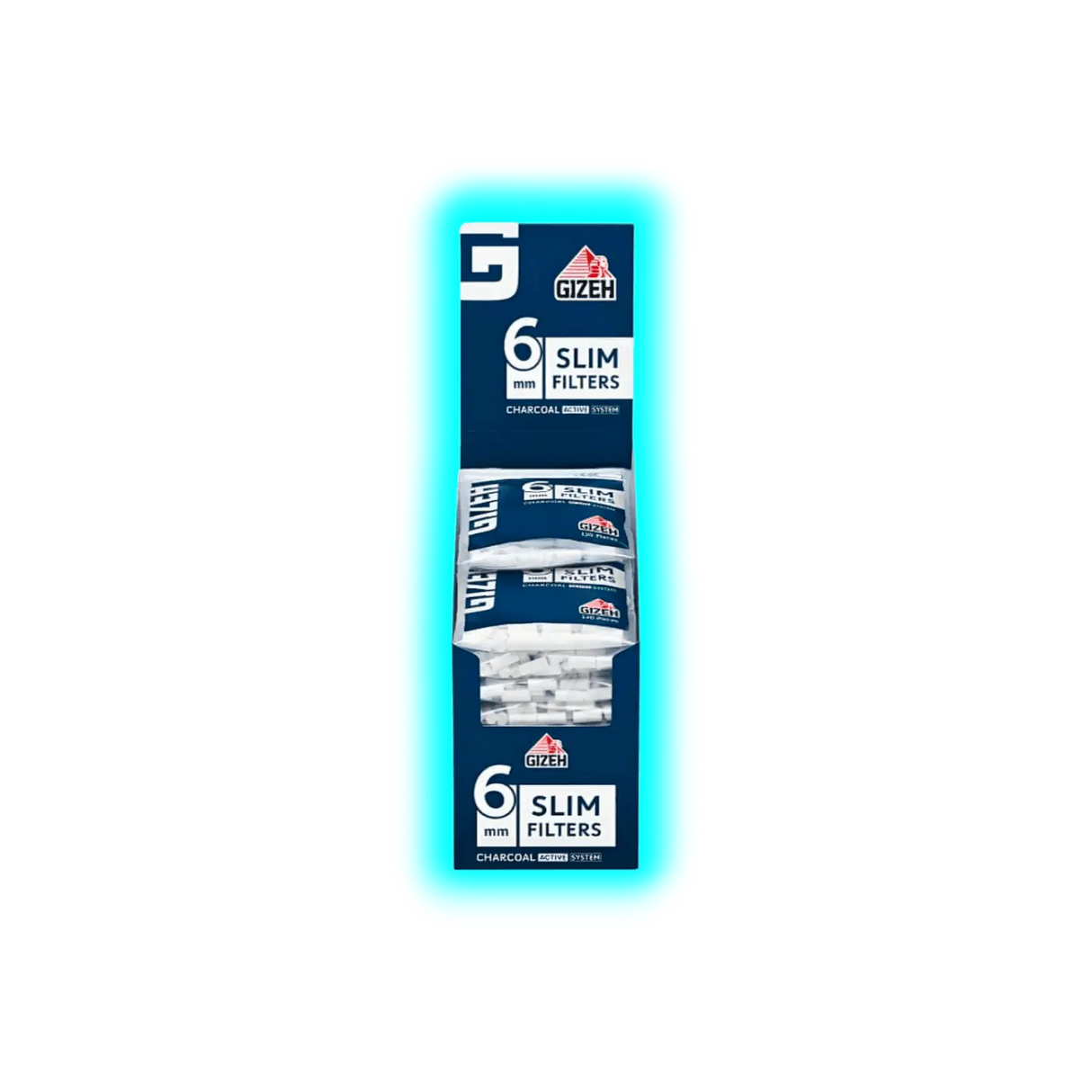 GIZEH Slim Charcoal Active System Filter 6mm Box 20 x 120Stk