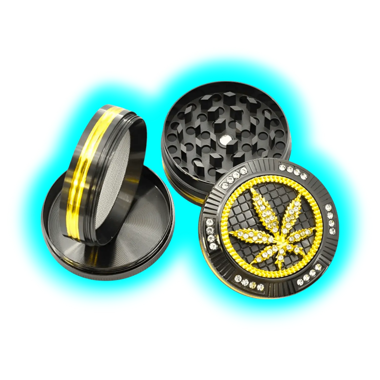 Grinder Leaf black/gold 4 Part 50mm