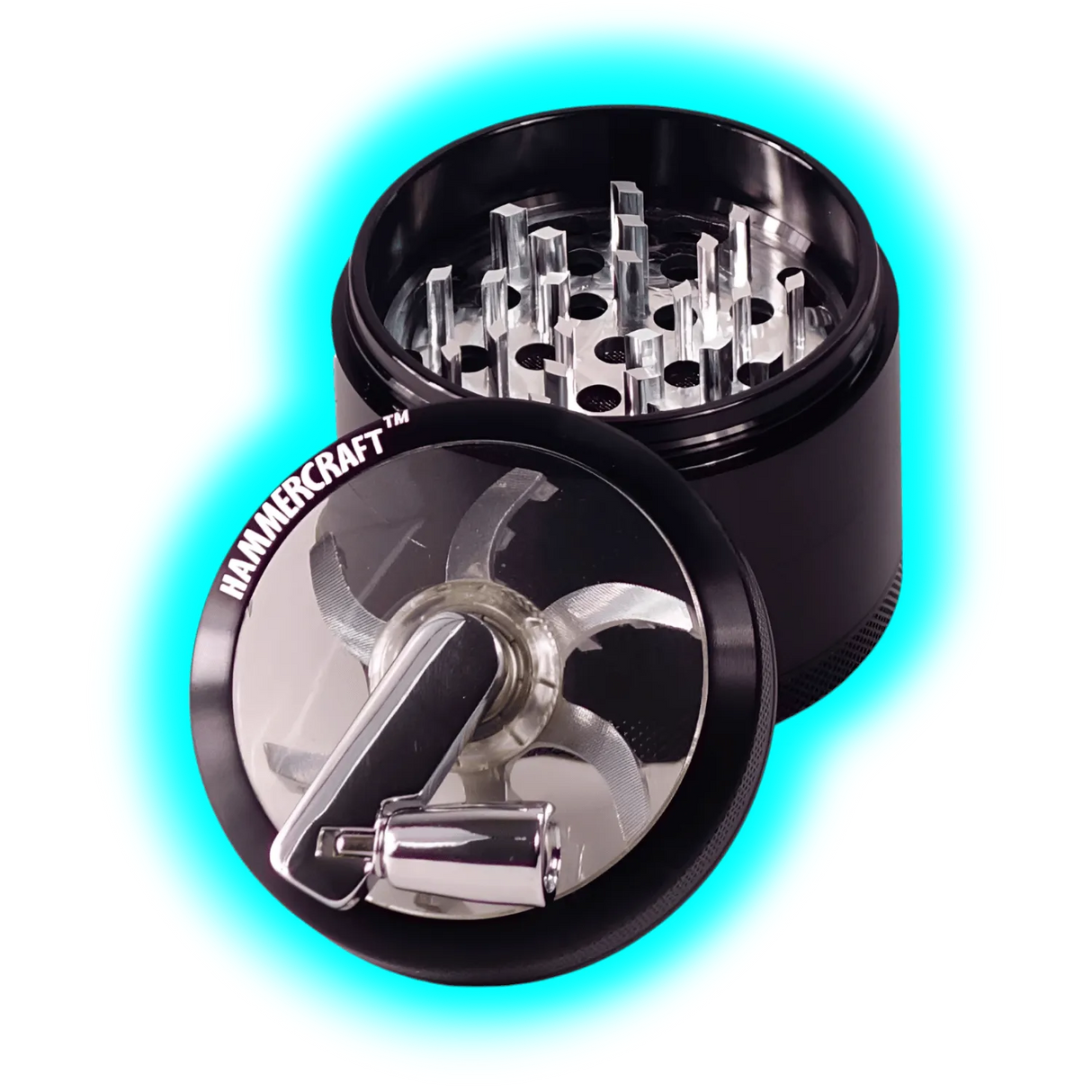 HAMMERCRAFT X RAW Aluminium Topwinding Grinder L Black 4parts 63mm