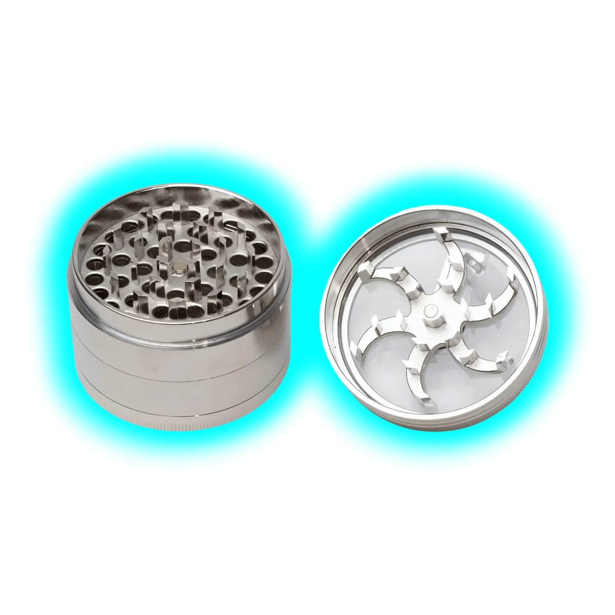 HAMMERCRAFT X RAW Aluminium Topwinding Grinder L Silver 4parts 63mm