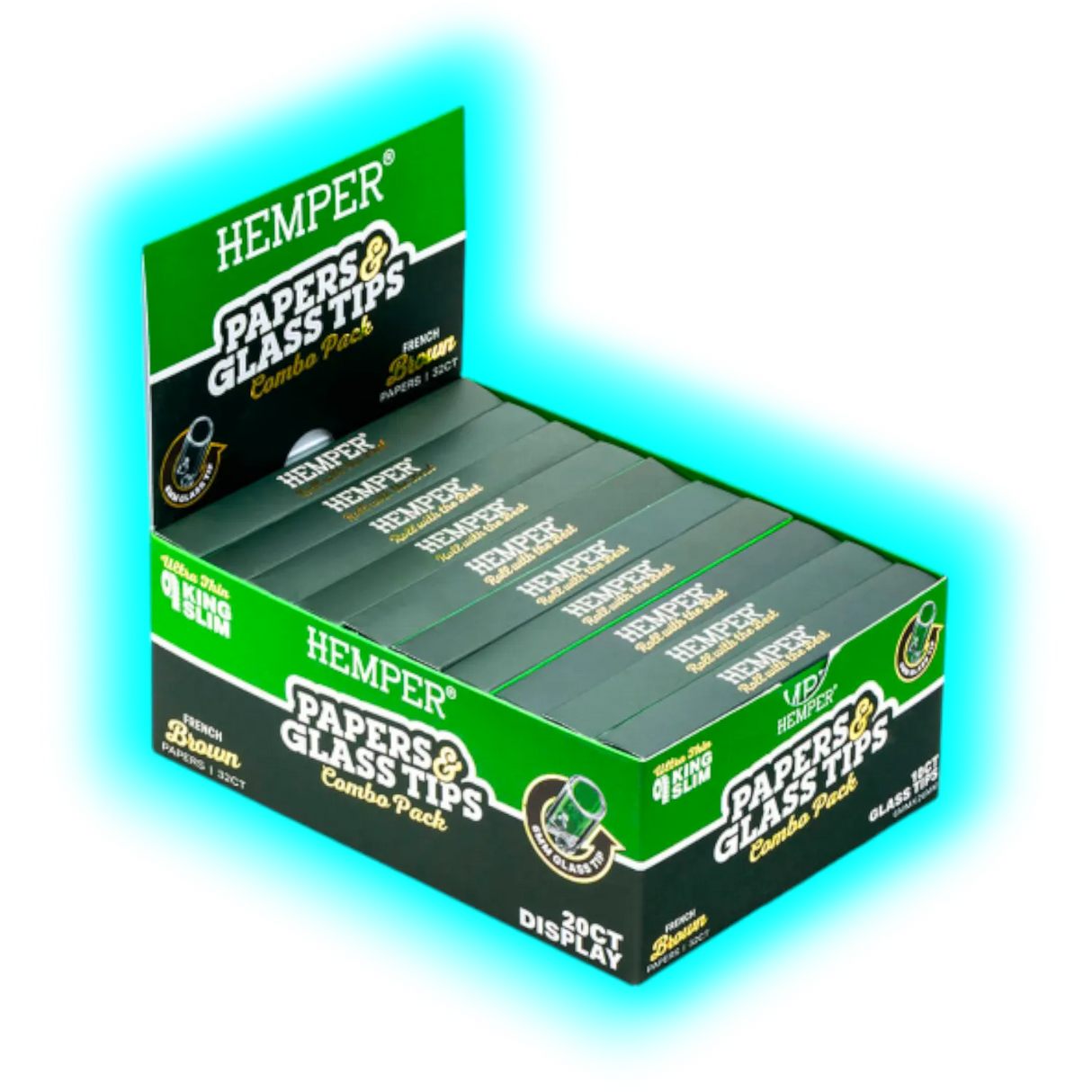 Hemper Papers and Glass Tips Combo Pack Brown Box 20pcs