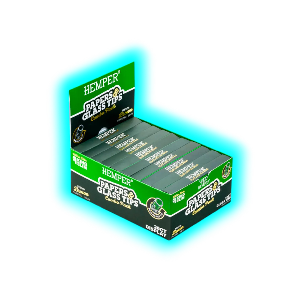 Hemper Papers and Glass Tips Combo Pack Brown Box 20pcs