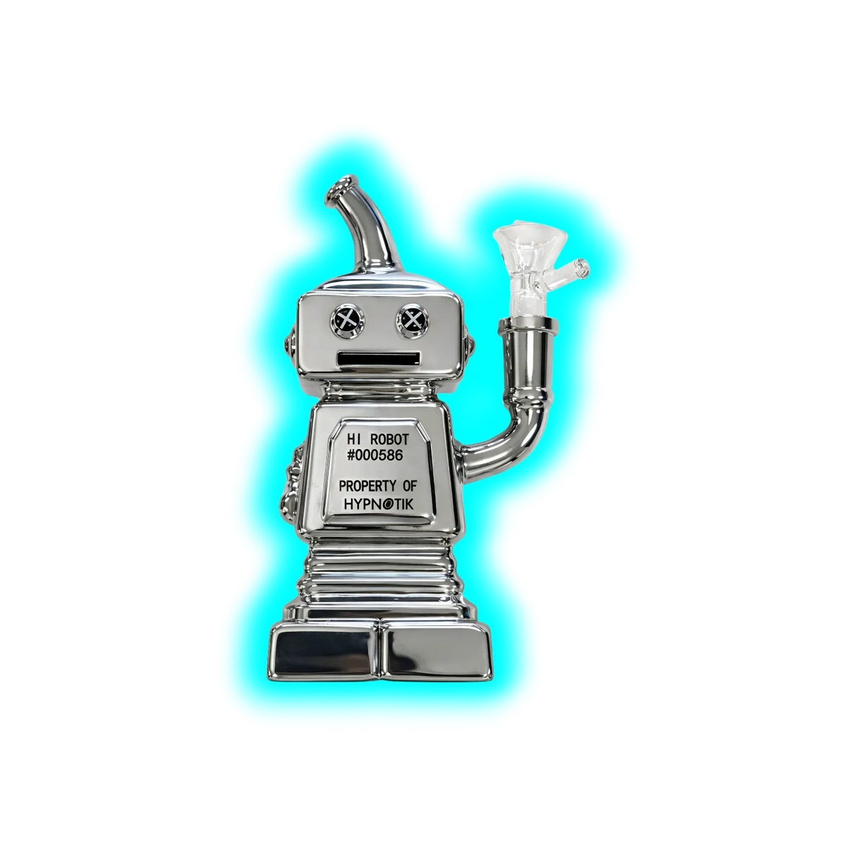 High Robot Glass Bong Chrome Silver