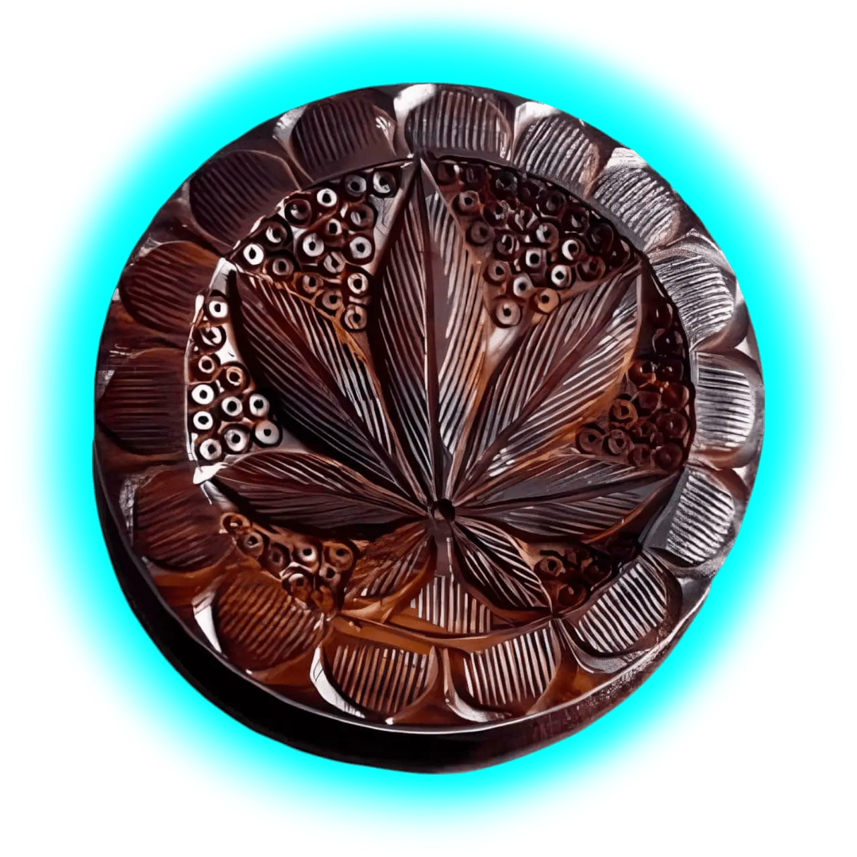 Holz Grinder Hanfblatt dunkel