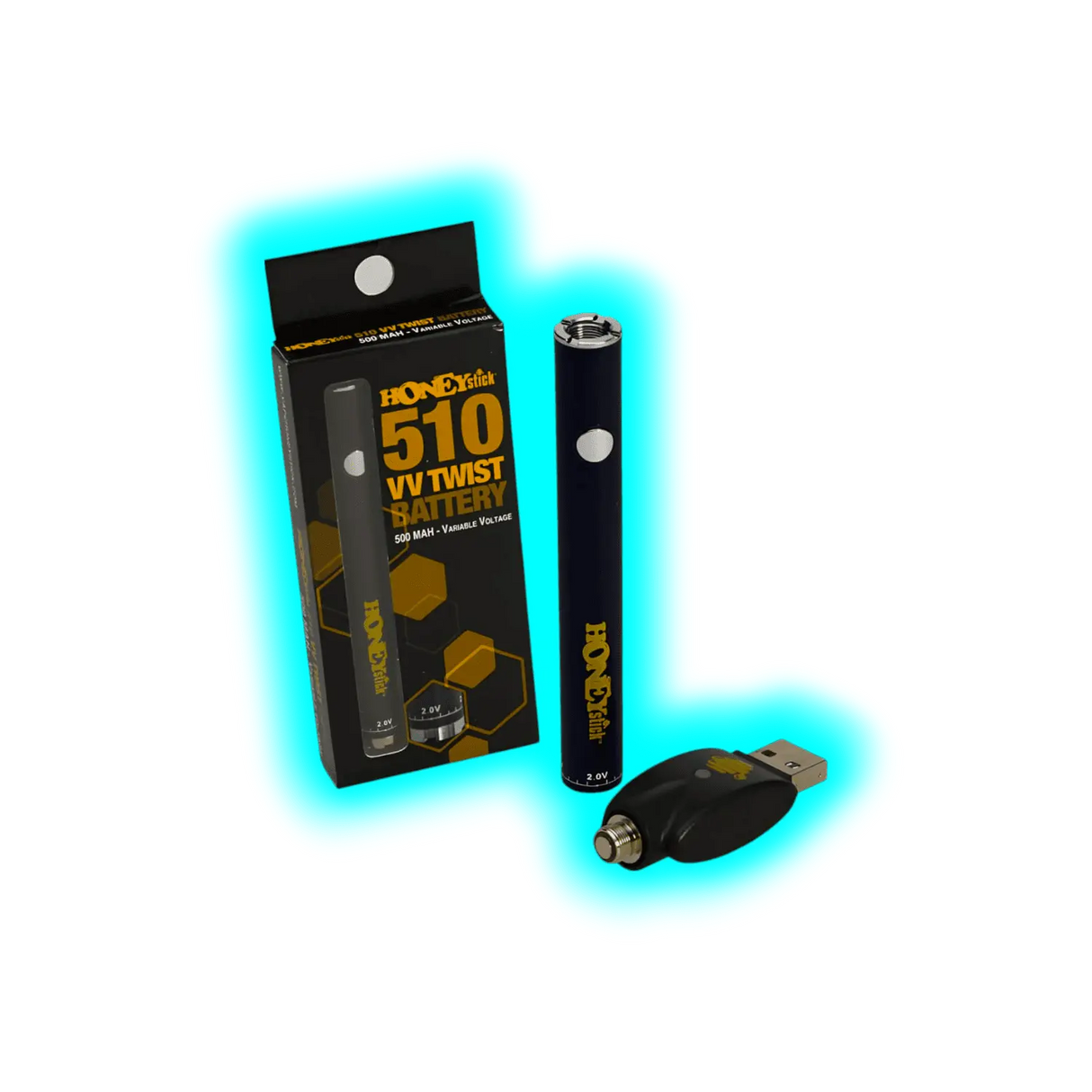 HoneyStick 'VV Twist' 510 Battery Black Silver