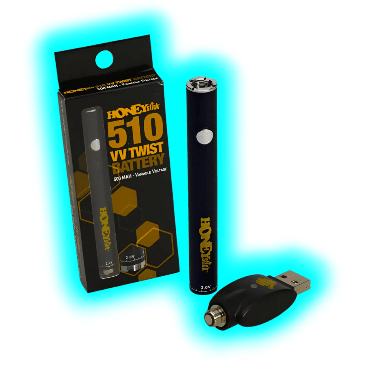 HoneyStick 'VV Twist' 510 Battery Black Silver