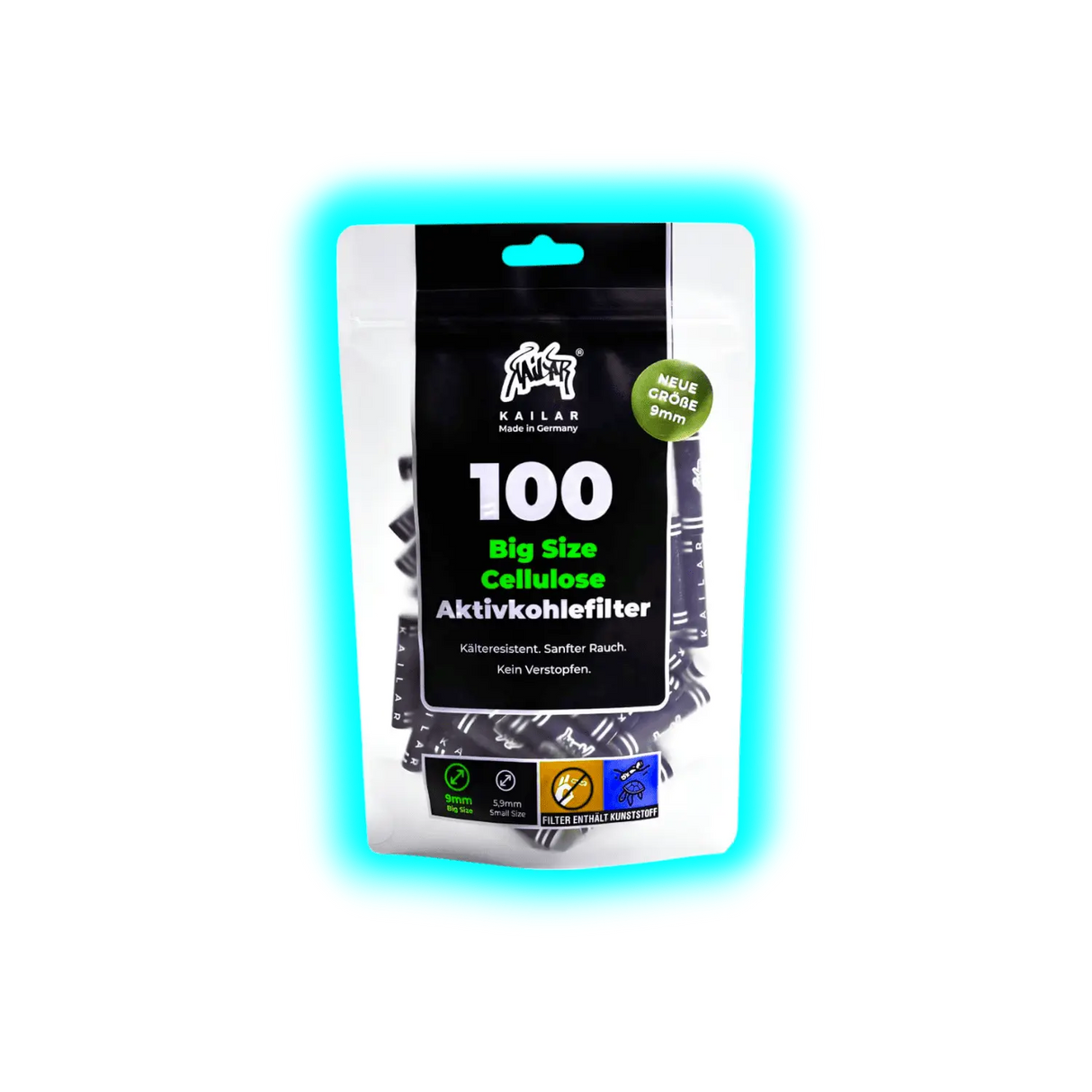 Kailar Aktivkohlefilter 9mm Black White 100pcs