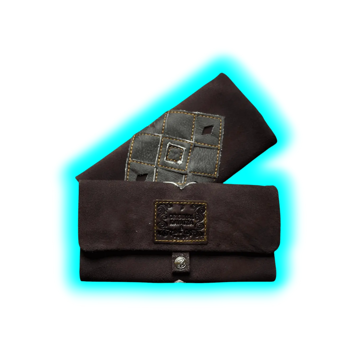 Kavatza Tabaktasche TP08 Suede Cowhide With Patchwork Earth Brown