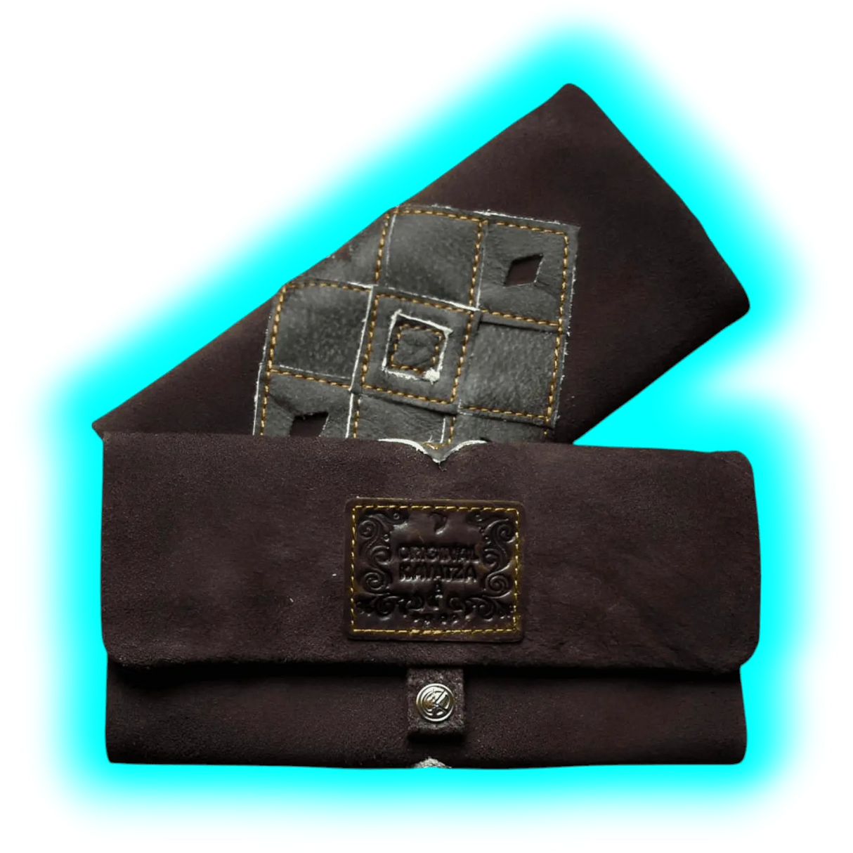 Kavatza Tabaktasche TP08 Suede Cowhide With Patchwork Earth Brown