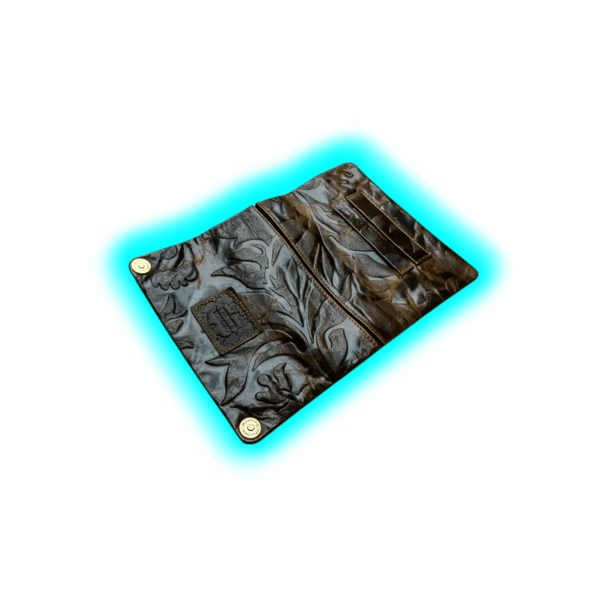 Kavatza Tabaktasche TP18 Lady Cowhide Embassed Flower Pattern Dark Brown