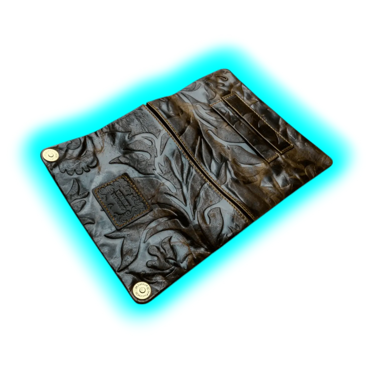 Kavatza Tabaktasche TP18 Lady Cowhide Embassed Flower Pattern Dark Brown