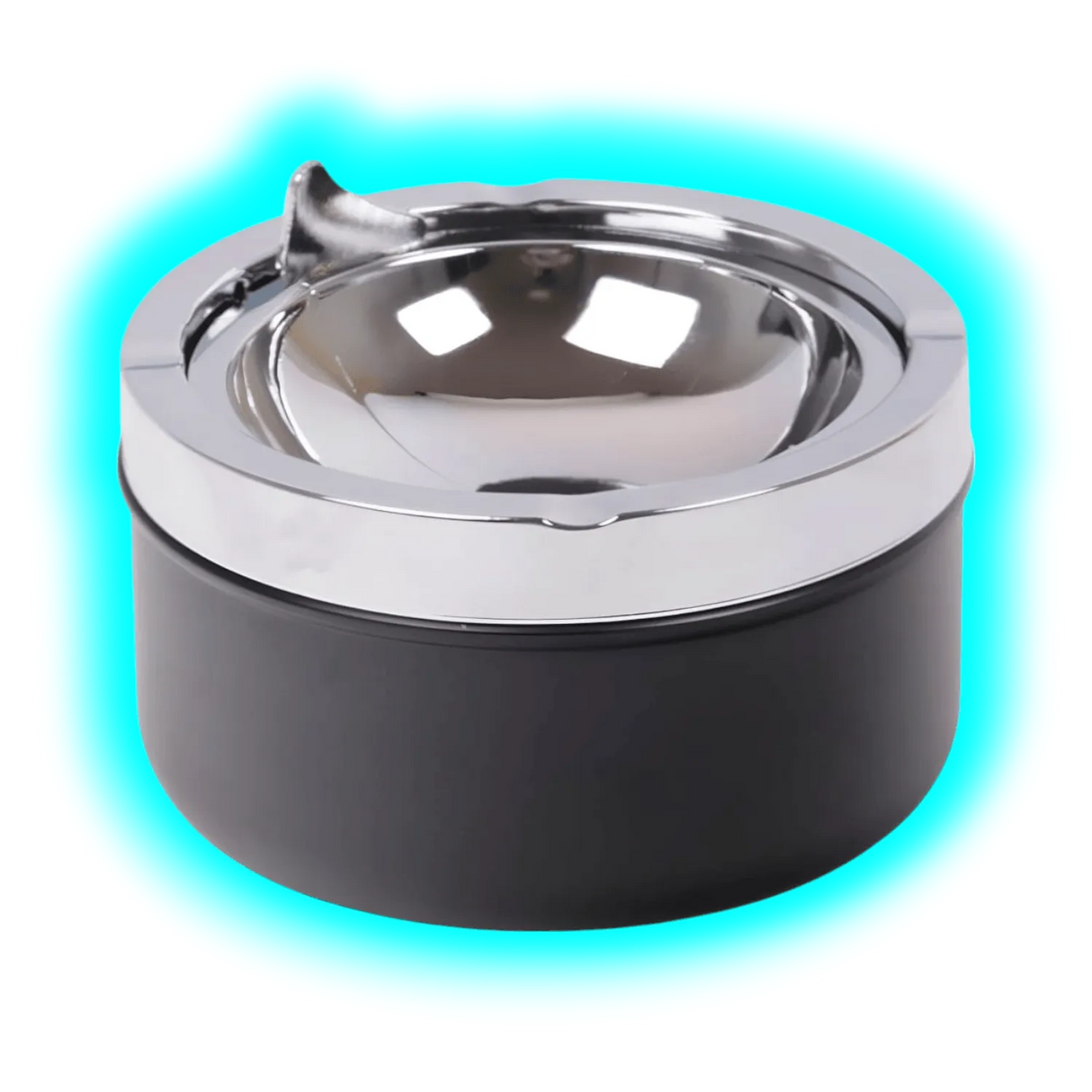 Kippaschenbecher Schwarz/Chrom 11cm