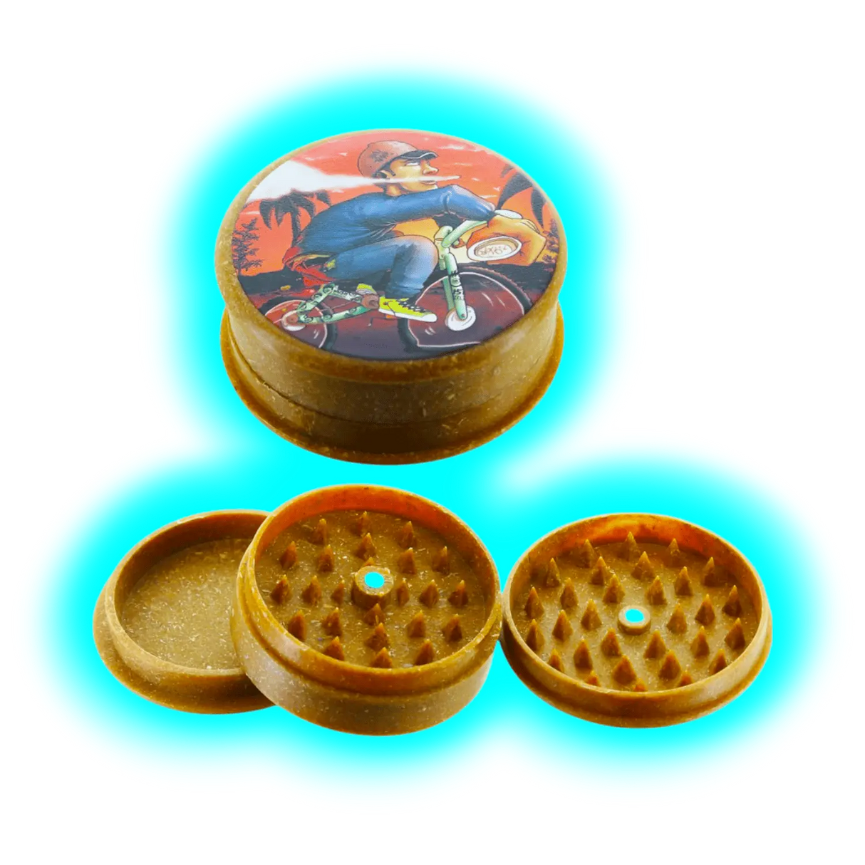 Kush Bong Bike Hemp Grinder 3 Part 50mm Brown