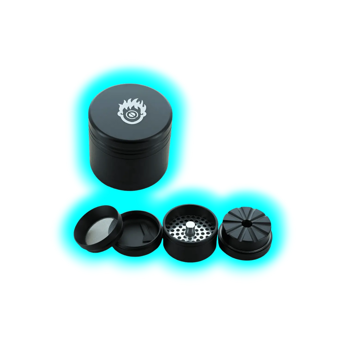 Kush Bong Grinder Alu Black 4 Parts 56mm