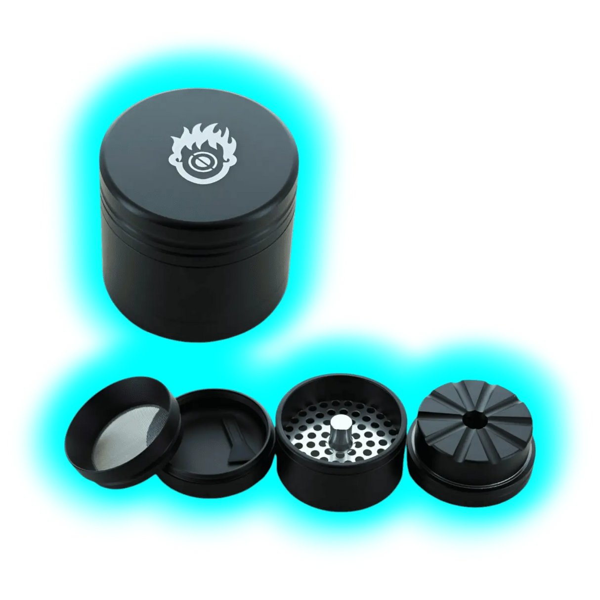 Kush Bong Grinder Alu Black 4 Parts 56mm