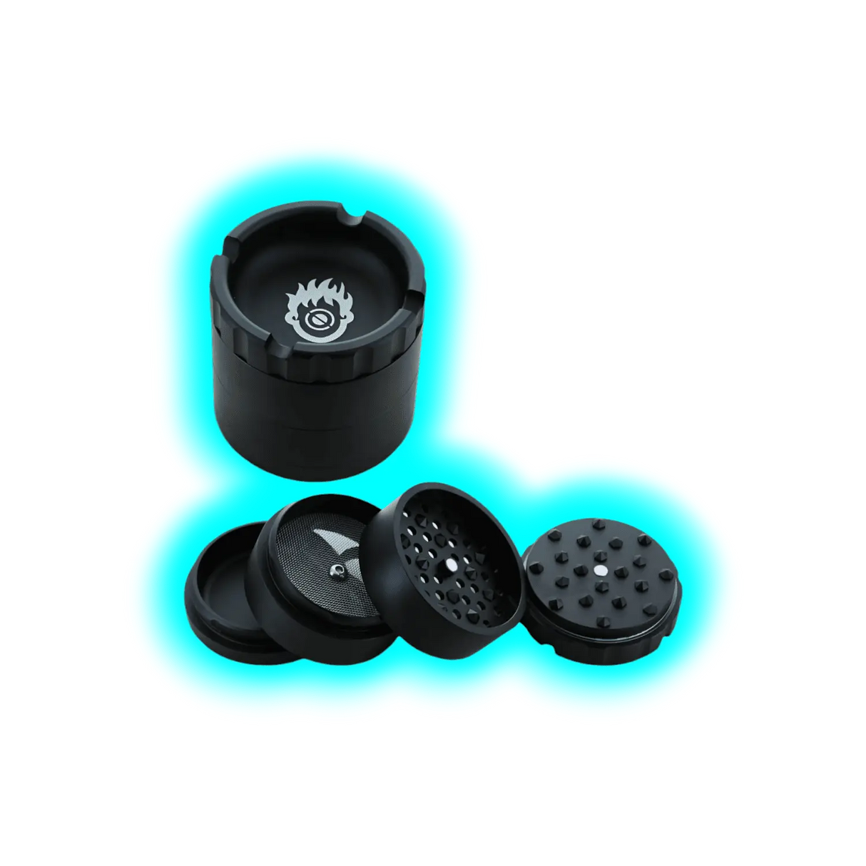 Kush Bong Grinder Alu Black 4 Parts 60mm