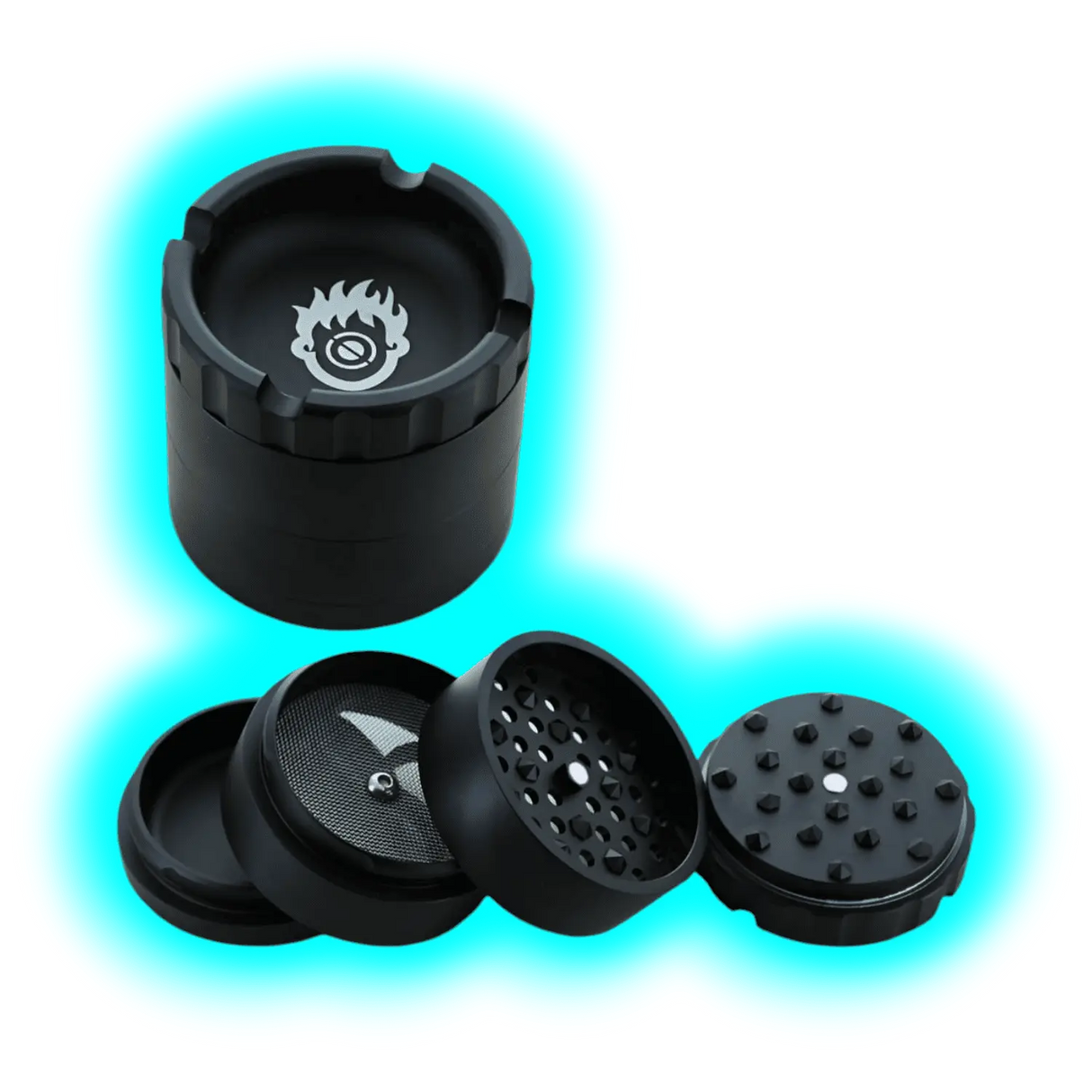 Kush Bong Grinder Alu Black 4 Parts 60mm