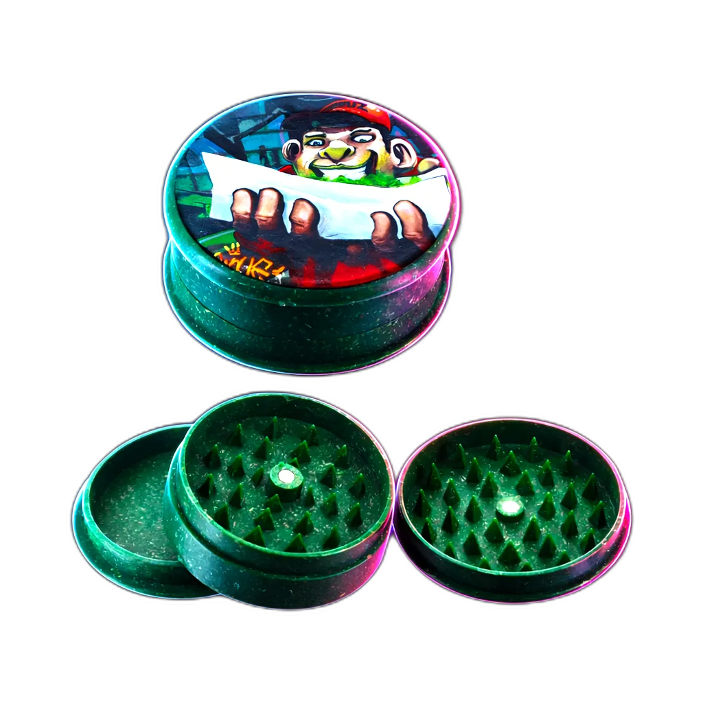 Kush Bong Rolling Hemp Grinder 3 Part 50mm Green in der Frontansicht