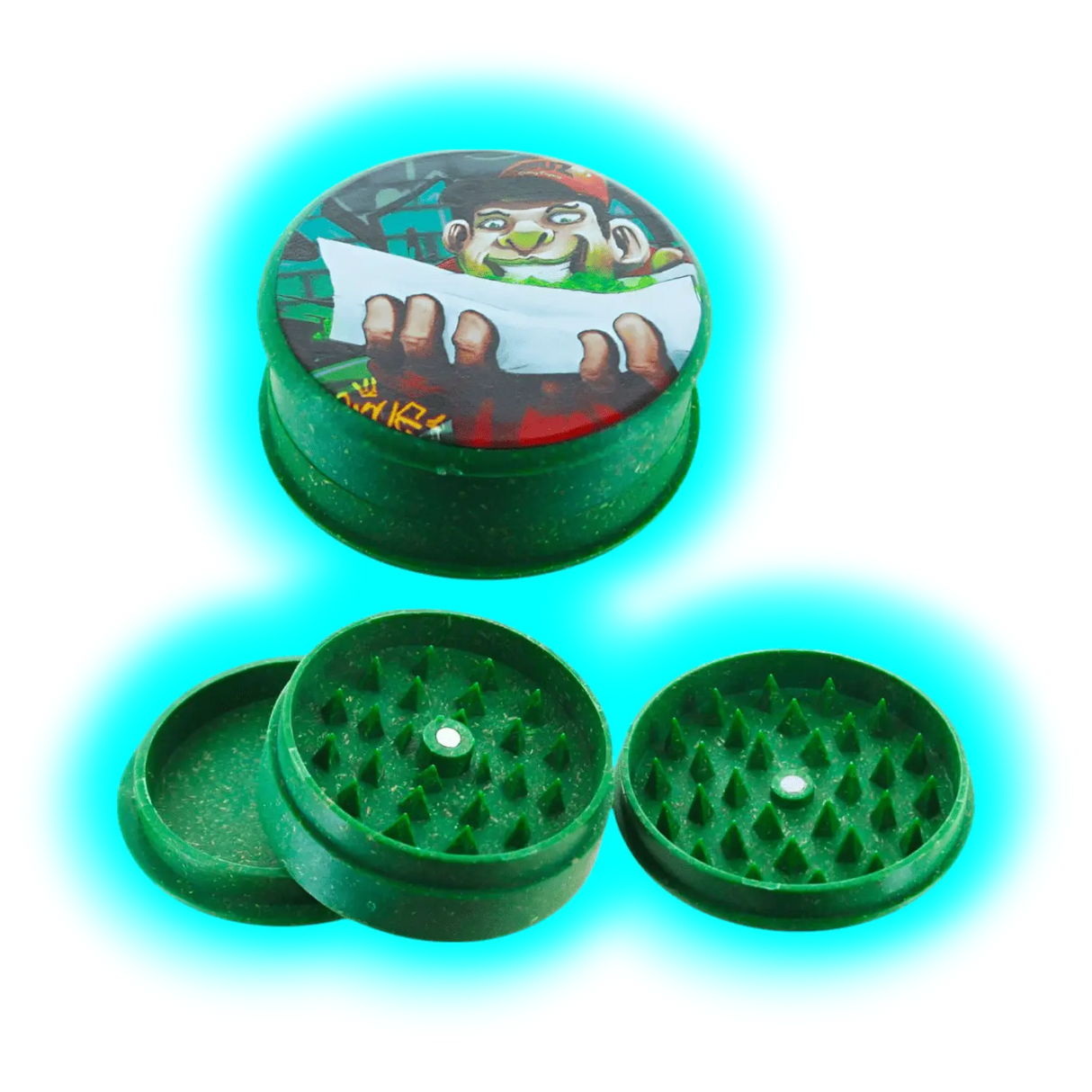 Kush Bong Rolling Hemp Grinder 3 Part 50mm Green