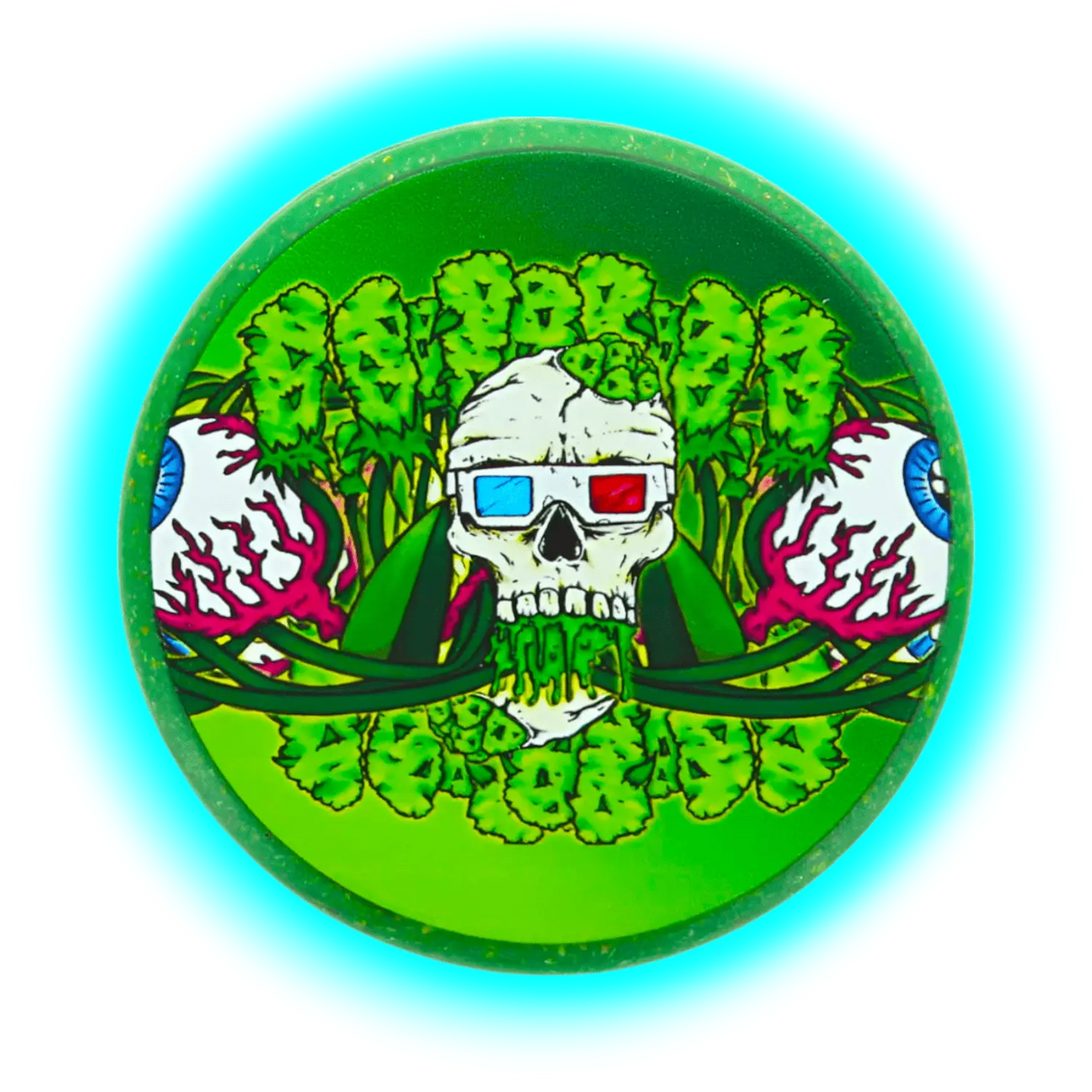 Kush Bong Skeleton Hemp Grinder 3 Part 50mm Green