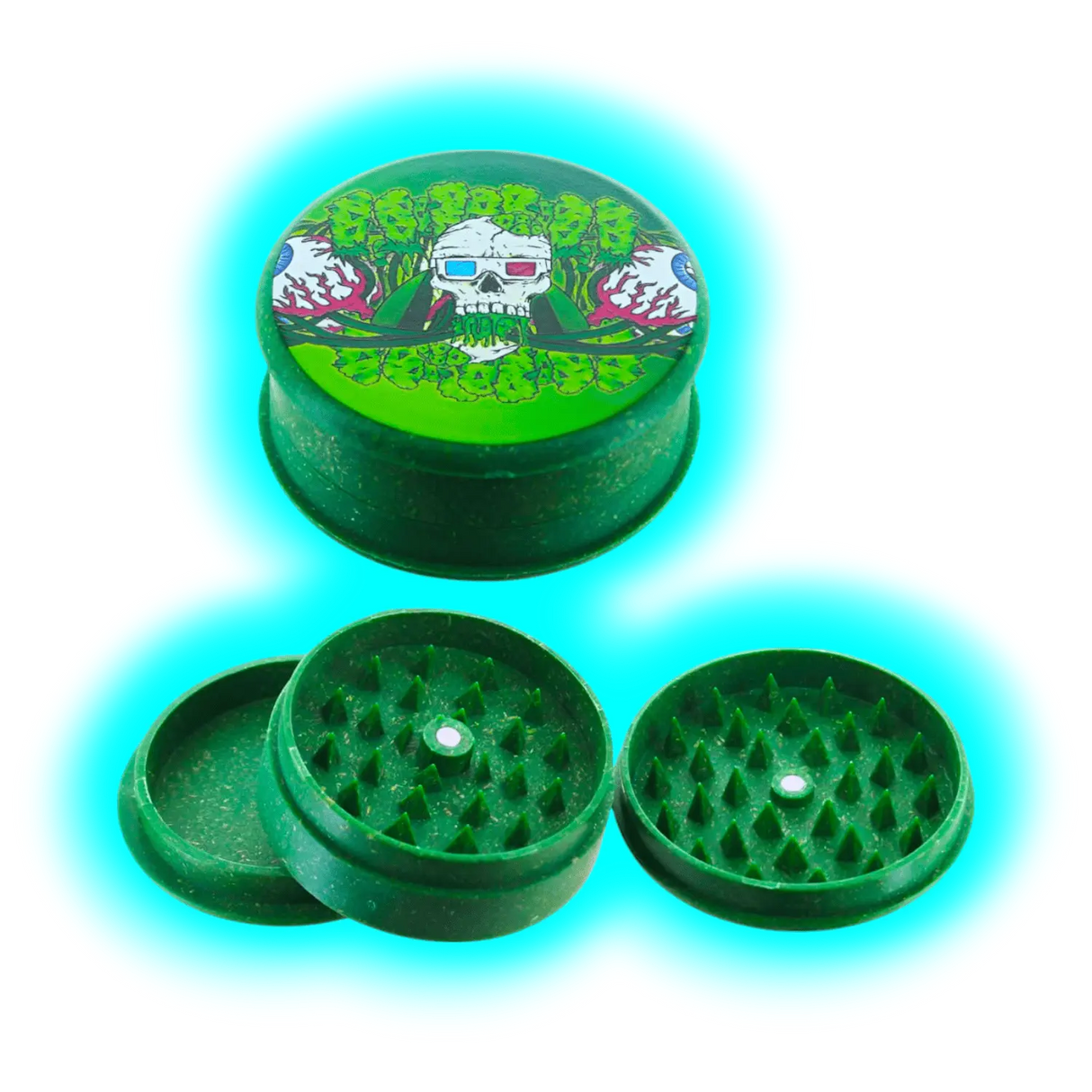 Kush Bong Skeleton Hemp Grinder 3 Part 50mm Green