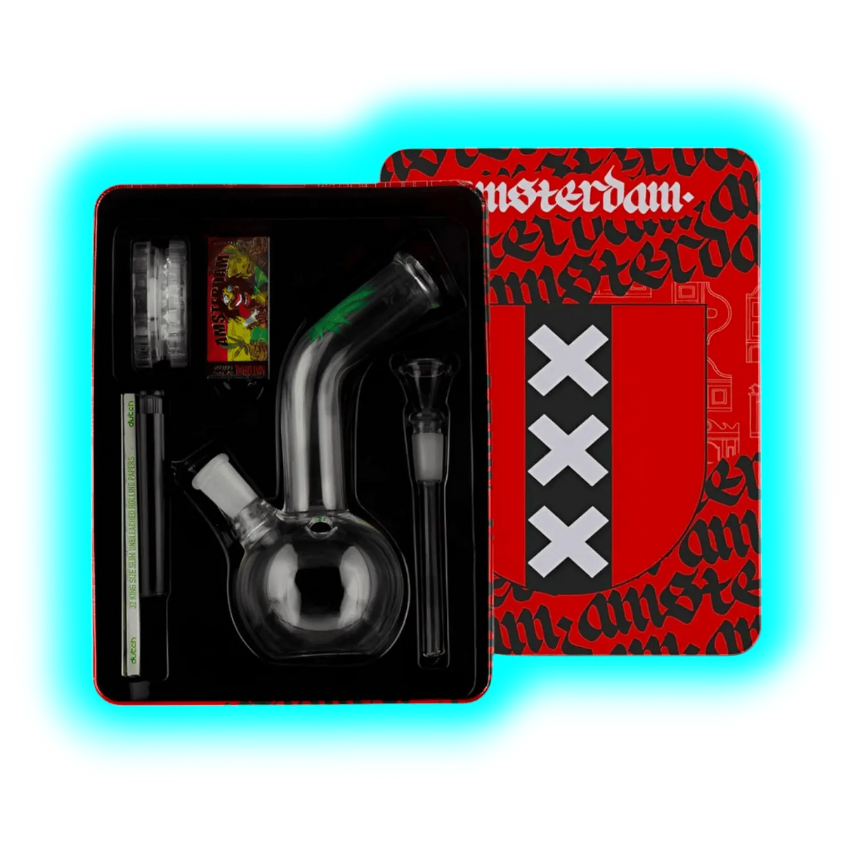 Leaf Bong giftset with 1 x Bong - 1 x Grinder - 1 x lighter - 5 x screen