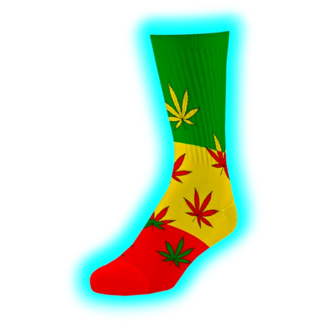 Long Socks Size 40-45 Rasta Colour Leaves