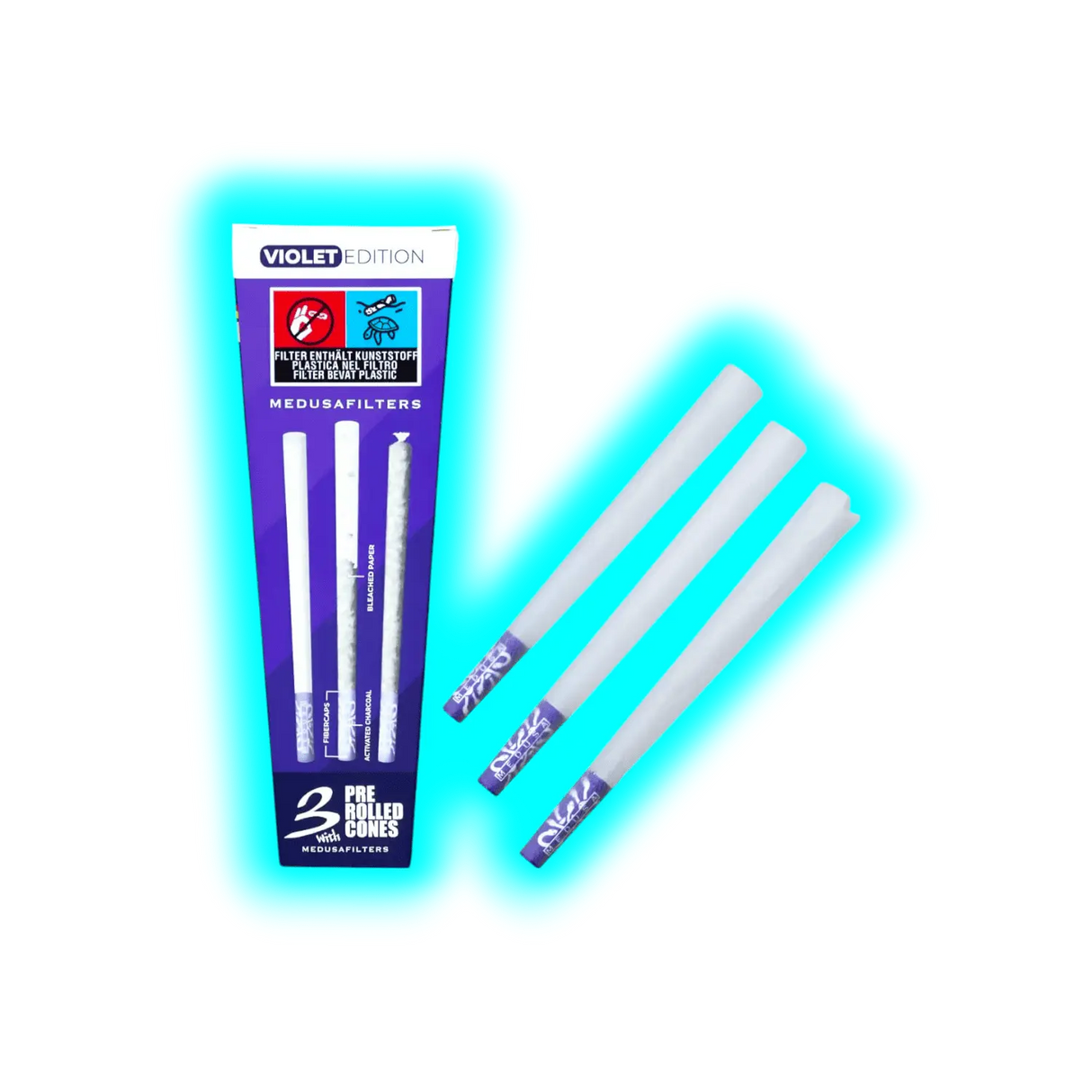 Medusa Pre-Rolled KS Cones ø 6mm Activecharcoal Violet Edition