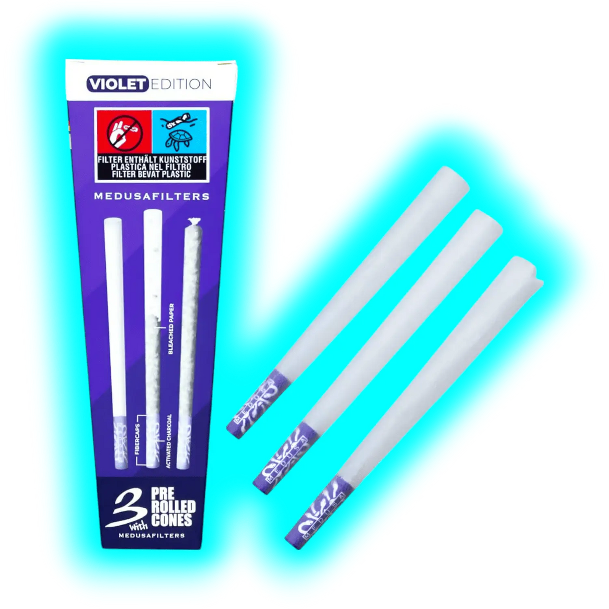 Medusa Pre-Rolled KS Cones ø 6mm Activecharcoal Violet Edition