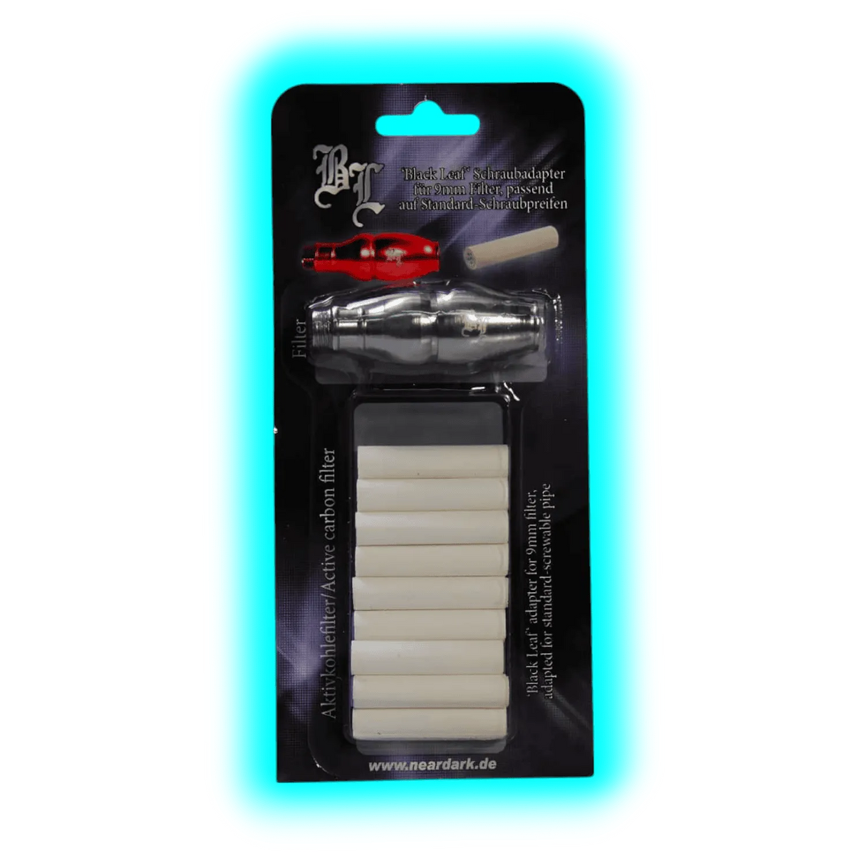Metal Schraubpfeife + Filteradapter Black Leaf Silver