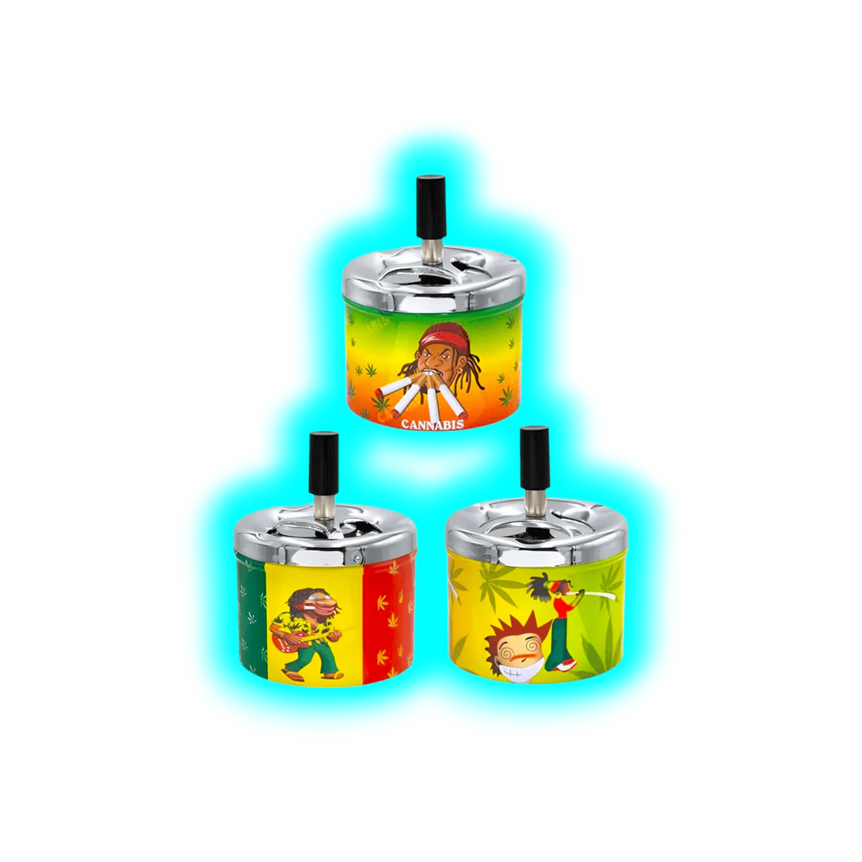 NASS Drehaschenbecher Metall Push it Rasta 12cm Assort.