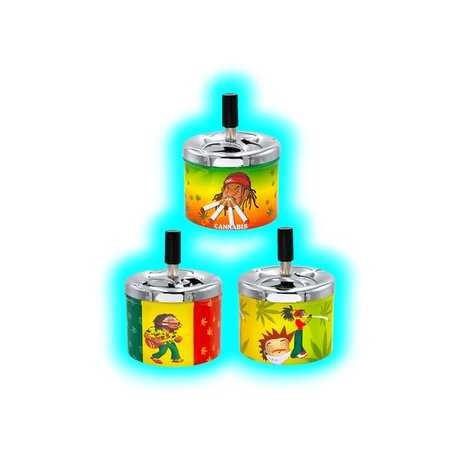 NASS Drehaschenbecher Metall Push it Rasta 12cm Assort.