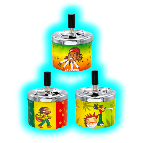 NASS Drehaschenbecher Metall Push it Rasta 12cm Assort.