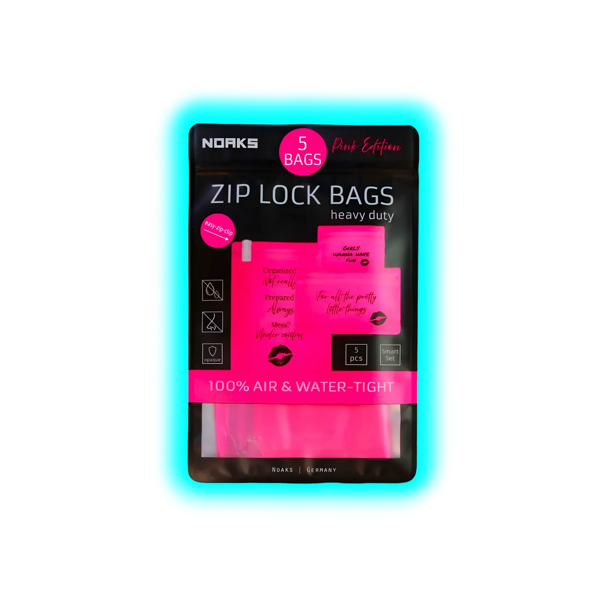 Noaks Bag Zip Lock Bags Pink Edition 5 pezzi