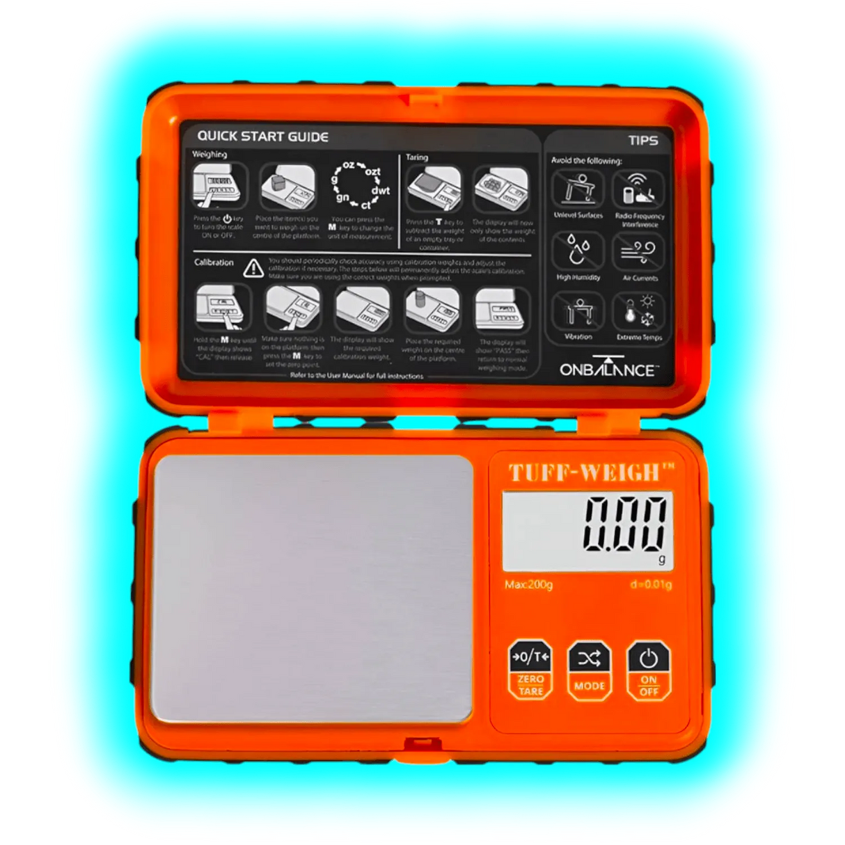 On Balance Tuff Weigh Pocket Scale 200 x 0.01g Orange