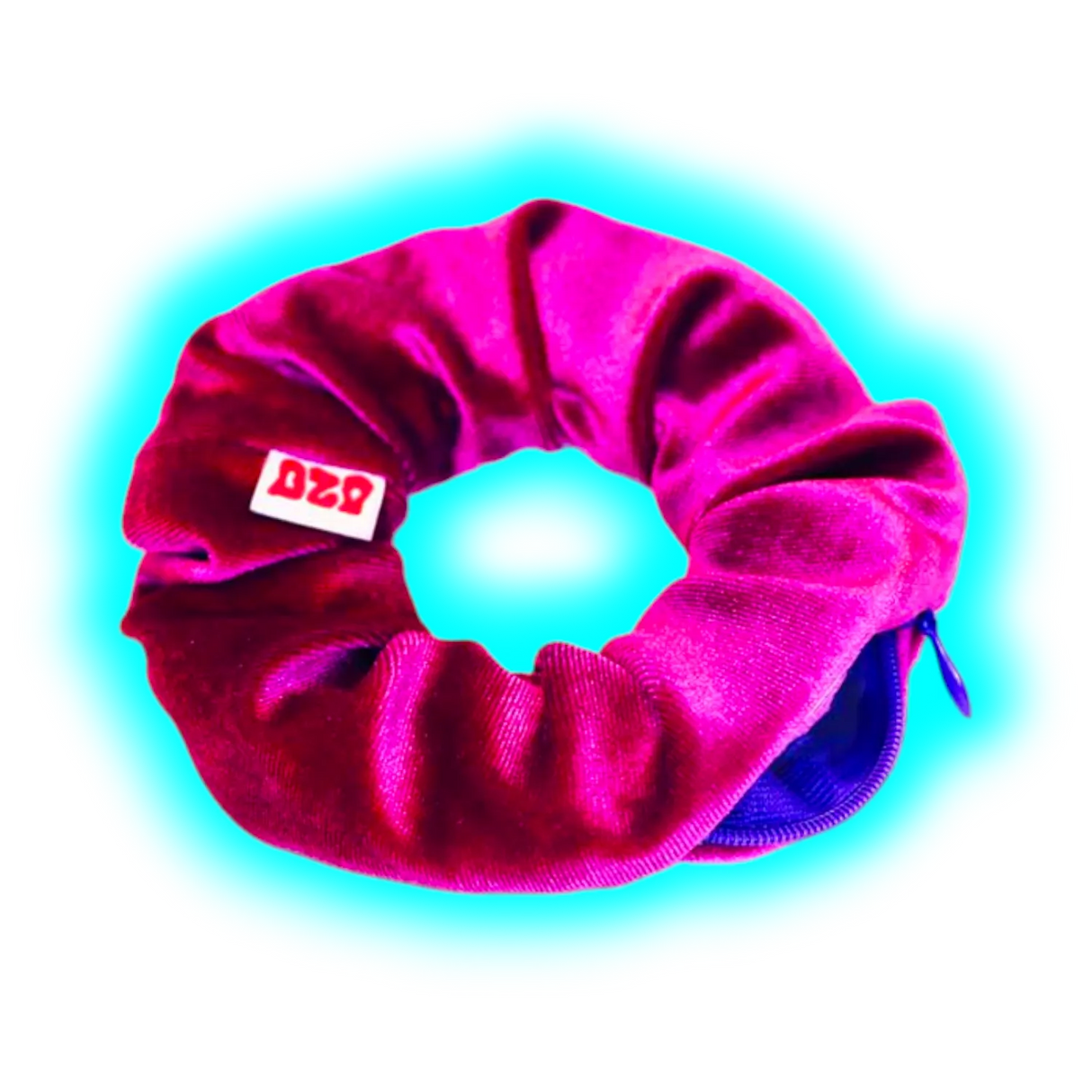 Ozo Secret Stash Scrunchy Samt Magenta