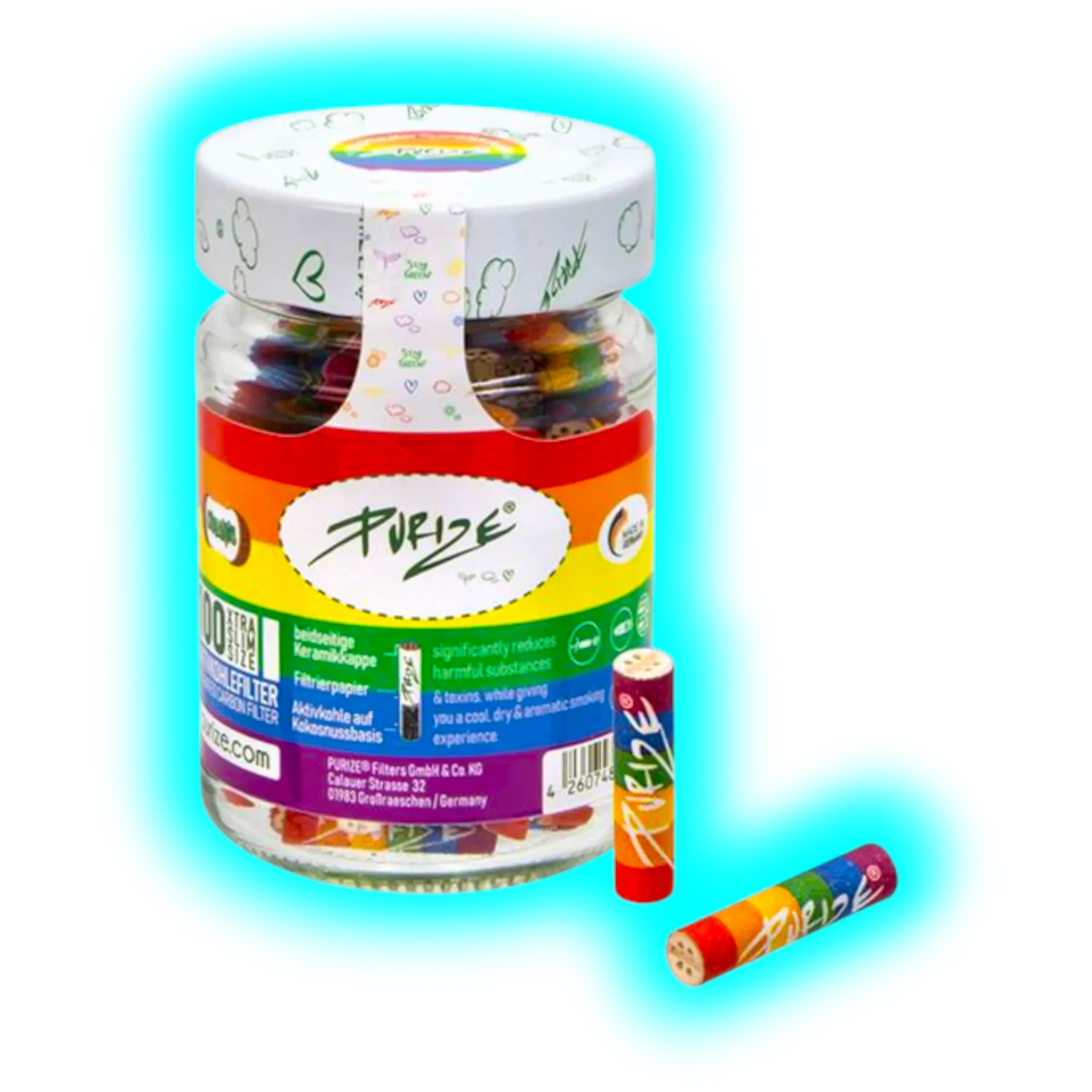 PURIZE Xtra-Slim ø 5,9mm 100er Glas Rainbow