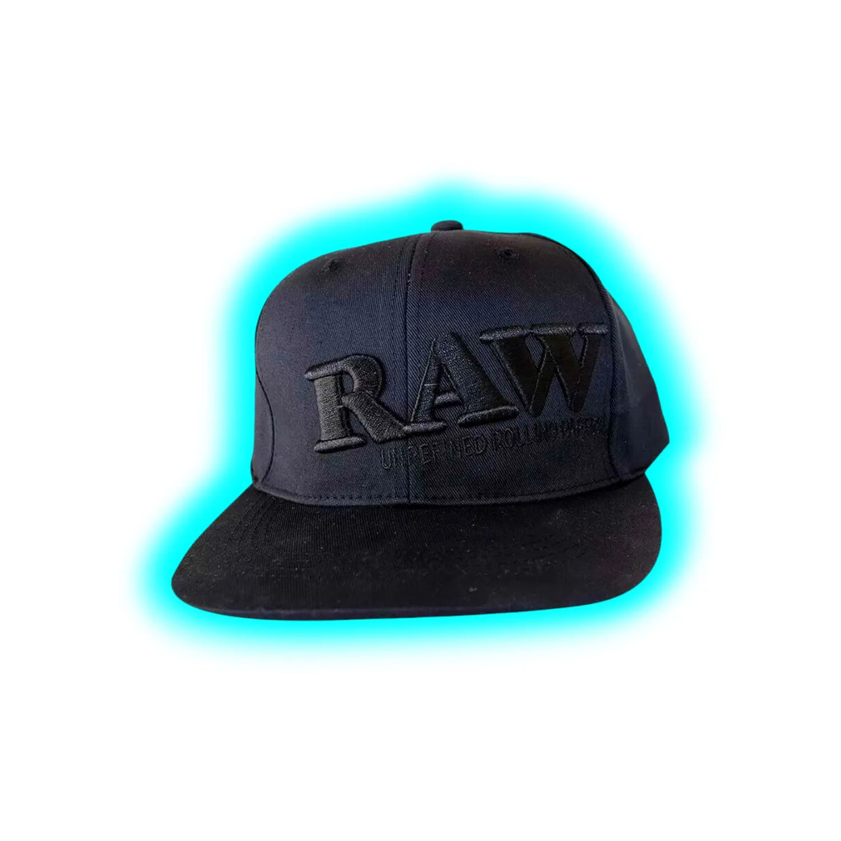RAW Flat Bill Snap Back Hat Black with Wooden Poker & Stash Pocket