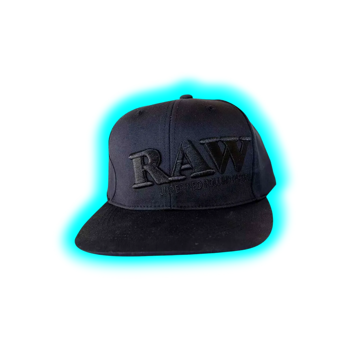 RAW Flat Bill Snap Back Hat Black with Wooden Poker & Stash Pocket