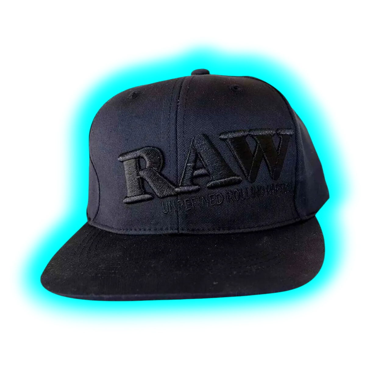 RAW Flat Bill Snap Back Hat Black with Wooden Poker & Stash Pocket