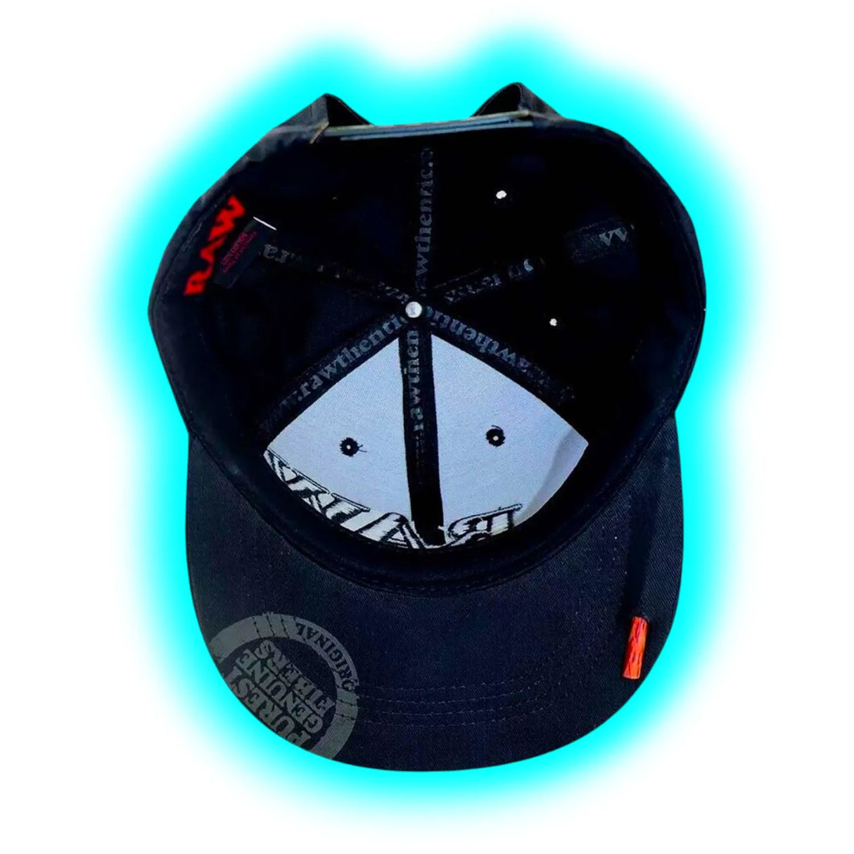 RAW Flat Bill Snap Back Hat Black with Wooden Poker & Stash Pocket